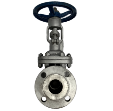ANSI 150 cast steel gate valve, side elevation with handwheel
