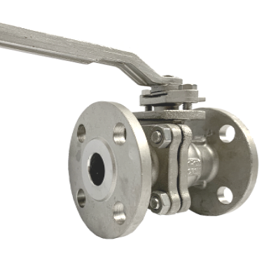 ANSI 150 SS316 flange end ball valve showing the raised flange face and bolt holes