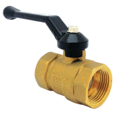 Brass ball valve showing the two-piece body joint and hex flats