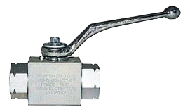 Small MHA BKH high pressure ball valve with steel lever handle and female BSPP ports