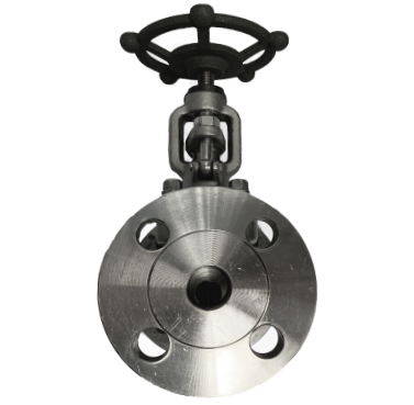 JIS 10K SS316 globe valve viewed along the stem showing the handwheel and yoke sleeve