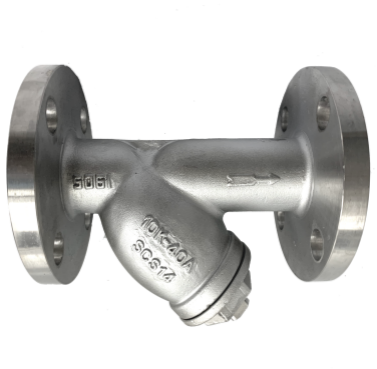 JIS 10K SS316 Y-strainer showing the flange face and bolt holes