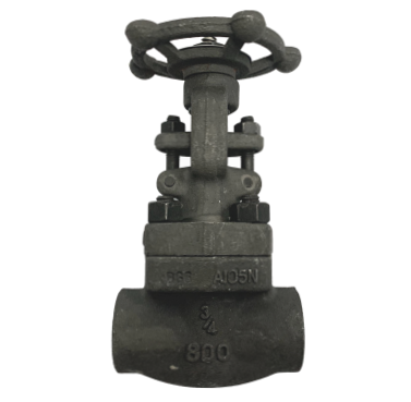 Threaded NPT forged steel A105 gate valve rated 800 PSI, side elevation