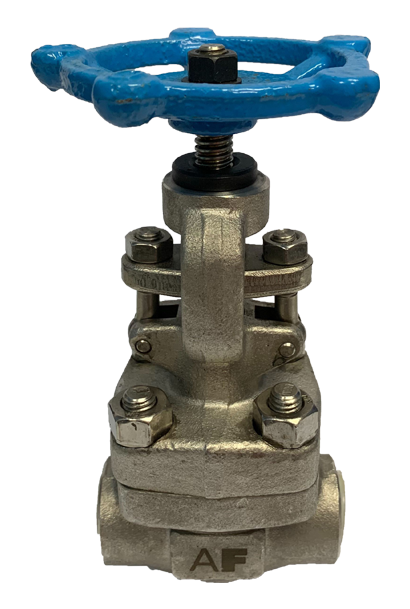 NPT threaded SS316 globe valve, 800 PSI, side elevation showing the handwheel