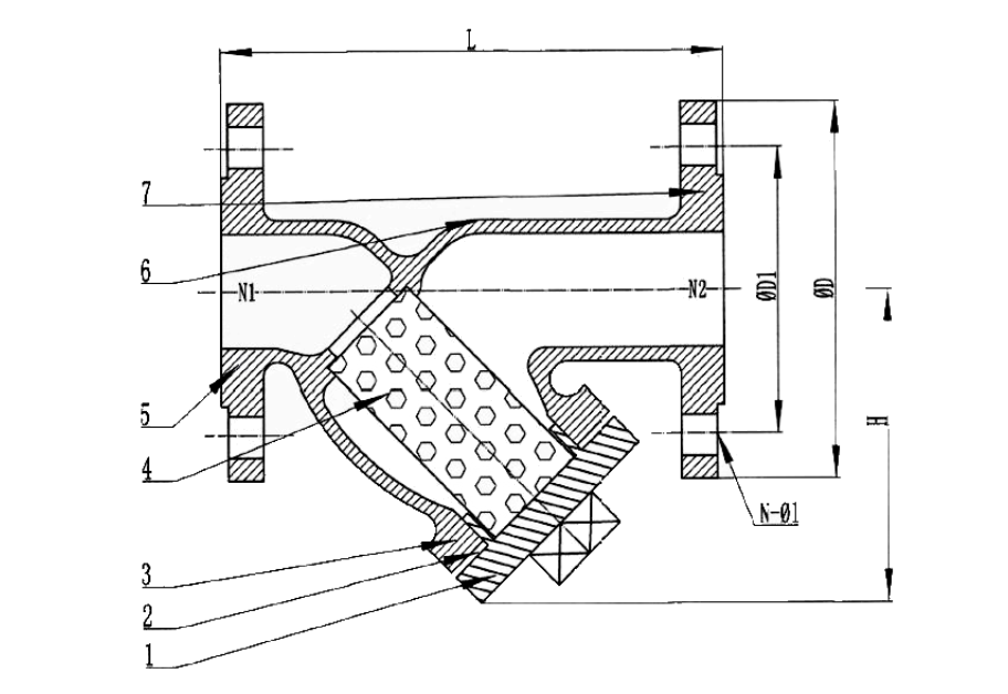 ANSI 150# Cast Steel Y-strainer Drawing